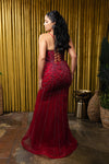 Load image into Gallery viewer, Wholesale Beaded Mermaid Gown with Spaghetti Straps &amp; Corset Back Prom Dress by LA8212 - - Prom Dress LA Merchandise