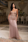 Load image into Gallery viewer, Wholesale Beaded Mermaid Gown with Spaghetti Straps &amp; Corset Back Prom Dress by LA8212 - - Prom Dress LA Merchandise