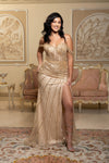 Load image into Gallery viewer, Wholesale Off-Shoulder Beaded Evening Gown with High Slit by LA8214