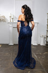 Load image into Gallery viewer, Wholesale Off-Shoulder Beaded Evening Gown with High Slit by LA8214