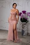 Load image into Gallery viewer, Wholesale Off-Shoulder Beaded Evening Gown with High Slit by LA8214