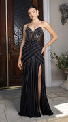 Load image into Gallery viewer, Wholesale Rhinestone Embellished Mesh Corset Evening Gown with High Slit by LA8215