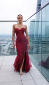 Load image into Gallery viewer, Wholesale Beaded Strapless Corset Formal Prom Dress with High Slit by LA8216