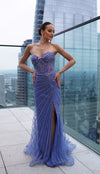 Load image into Gallery viewer, Wholesale Beaded Strapless Corset Formal Prom Dress with High Slit by LA8216