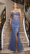 Load image into Gallery viewer, Wholesale Beaded Strapless Corset Formal Prom Dress with High Slit by LA8216