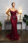 Load image into Gallery viewer, Wholesale Embellished Corset Mermaid Evening Gown Ideal for Prom &amp; Special Events by LA8217 - BURGUNDY - Prom Dress LA Merchandise