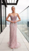 Load image into Gallery viewer, Wholesale Embellished Corset Mermaid Evening Gown Ideal for Prom &amp; Special Events by LA8217 - ROSEGOLD - Prom Dress LA Merchandise