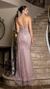 Load image into Gallery viewer, Wholesale Strapless Embellished Corset Gown Sheer Bodice Crystal Beading High Slit by LA8218 - - Prom Dress LA Merchandise
