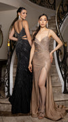 Load image into Gallery viewer, Wholesale Rhinestone Embellished Cutout Evening Gown with High Slit by LA-8219 - - Prom Dress LA Merchandise