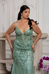 Load image into Gallery viewer, Wholesale Beaded Mesh Mermaid Gown Sparkling Strappy Back Evening Dress by LA8221 - - Prom Dress LA Merchandise