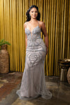 Load image into Gallery viewer, Wholesale Beaded Mesh Mermaid Gown Sparkling Strappy Back Evening Dress by LA8221 - - Prom Dress LA Merchandise