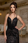 Load image into Gallery viewer, Wholesale Beaded Mesh Mermaid Evening Gown Strappy V-Neck Formal Dress with Lace-Up Back by LA8222 - - Prom Dress LA Merchandise