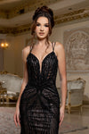 Load image into Gallery viewer, Wholesale Beaded Mesh Mermaid Evening Gown Strappy V-Neck Formal Dress with Lace-Up Back by LA8222 - - Prom Dress LA Merchandise