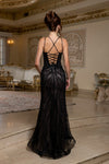 Load image into Gallery viewer, Wholesale Beaded Mesh Mermaid Evening Gown Strappy V-Neck Formal Dress with Lace-Up Back by LA8222 - - Prom Dress LA Merchandise
