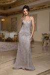 Load image into Gallery viewer, Wholesale Beaded Mesh Mermaid Evening Gown Strappy V-Neck Formal Dress with Lace-Up Back by LA8222 - - Prom Dress LA Merchandise