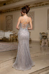 Load image into Gallery viewer, Wholesale Beaded Mesh Mermaid Evening Gown Strappy V-Neck Formal Dress with Lace-Up Back by LA8222 - - Prom Dress LA Merchandise