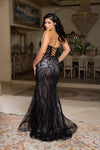 Load image into Gallery viewer, Wholesale Beaded Mesh Mermaid Gown Deep V-Neck, Lace-Up Back, Fully Embellished by LA8223 - - Prom Dress LA Merchandise