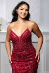 Load image into Gallery viewer, Wholesale Beaded Mesh Mermaid Gown Deep V-Neck, Lace-Up Back, Fully Embellished by LA8223 - - Prom Dress LA Merchandise