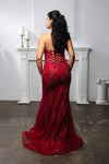 Load image into Gallery viewer, Wholesale Beaded Mesh Mermaid Gown Deep V-Neck, Lace-Up Back, Fully Embellished by LA8223 - - Prom Dress LA Merchandise