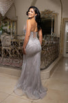 Load image into Gallery viewer, Wholesale Beaded Mesh Mermaid Gown Deep V-Neck, Lace-Up Back, Fully Embellished by LA8223 - - Prom Dress LA Merchandise