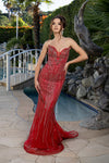 Load image into Gallery viewer, Wholesale Luxury Strapless Beaded Gown with Sweetheart Neckline Dress by LA8225