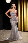 Load image into Gallery viewer, Wholesale Beaded Sheath Evening Gown Embellished Formal Prom Dress with Lace-Up Back by LA8229