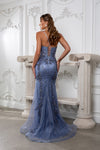 Load image into Gallery viewer, Wholesale Embellished Mermaid Evening Gown Spaghetti Strap Deep V-Neck Dress by LA8230