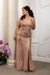 Load image into Gallery viewer, Wholesale Embellished Mermaid Evening Gown Spaghetti Strap Deep V-Neck Dress by LA8230