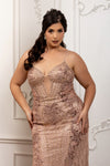 Load image into Gallery viewer, Wholesale Embellished Mermaid Evening Gown Spaghetti Strap Deep V-Neck Dress by LA8230