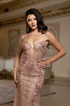 Load image into Gallery viewer, Wholesale Embellished Mermaid Evening Gown Spaghetti Strap Deep V-Neck Dress by LA8230