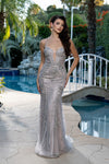 Load image into Gallery viewer, Wholesale Embellished Mermaid Evening Gown Spaghetti Strap Deep V-Neck Dress by LA8230