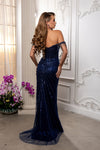 Load image into Gallery viewer, Wholesale Off-Shoulder Sequin Beaded Sheath Gown with High Slit Prom Evening Dress by LA8231 - - Dresses LA Merchandise