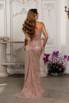 Load image into Gallery viewer, Wholesale Off-Shoulder Sequin Beaded Sheath Gown with High Slit Prom Evening Dress by LA8231 - - Dresses LA Merchandise
