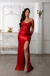 Load image into Gallery viewer, Wholesale Beaded Corset Satin Gown with High Slit Strapless Mermaid Formal Dress by LA8232 - - Prom Dress LA Merchandise