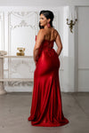 Load image into Gallery viewer, Wholesale Beaded Corset Satin Gown with High Slit Strapless Mermaid Formal Dress by LA8232 - - Prom Dress LA Merchandise