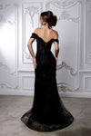 Load image into Gallery viewer, Wholesale Off Shoulder Beaded Mermaid Evening Gown Sheer Corset Bodice Lace-Up Back by LA8233 - - Prom Dress LA Merchandise