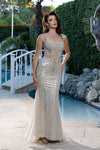 Load image into Gallery viewer, Wholesale Beaded Mermaid Prom Dress with Overskirt Sparkly Sleeveless Evening Gown by LA8234 - - Prom Dress LA Merchandise