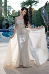 Load image into Gallery viewer, Wholesale Beaded Mermaid Prom Dress with Overskirt Sparkly Sleeveless Evening Gown by LA8234 - - Prom Dress LA Merchandise