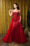 Load image into Gallery viewer, Wholesale Beaded Mermaid Prom Dress with Overskirt Sparkly Sleeveless Evening Gown by LA8234 - - Prom Dress LA Merchandise