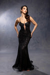 Load image into Gallery viewer, Wholesale Beaded Sheath Formal Gown Deep V-Neck Corset Bodice Lace-Up Back Sweep Train by LA8237