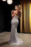 Load image into Gallery viewer, Wholesale Beaded Sheath Formal Gown Deep V-Neck Corset Bodice Lace-Up Back Sweep Train by LA8237
