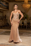 Load image into Gallery viewer, Wholesale Strapless Sweetheart Illusion Corset Beaded Mermaid Prom Evening Gown by LA8240 - CHAMPAGNE - Dresses LA Merchandise