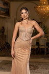 Load image into Gallery viewer, Wholesale Strapless Sweetheart Illusion Corset Beaded Mermaid Prom Evening Gown by LA8240 - - Dresses LA Merchandise