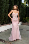 Load image into Gallery viewer, Wholesale Strapless Sweetheart Illusion Corset Beaded Mermaid Prom Evening Gown by LA8240 - BLUSH - Dresses LA Merchandise