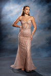 Load image into Gallery viewer, Wholesale Strapless Illusion Plunge Beaded Mermaid Prom Evening Gown with Sweep Train by LA8241 - - Long Formal Dresses LA Merchandise