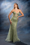 Load image into Gallery viewer, Wholesale Strapless Illusion Plunge Beaded Mermaid Prom Evening Gown with Sweep Train by LA8241 - - Long Formal Dresses LA Merchandise