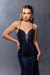 Load image into Gallery viewer, Wholesale Spaghetti Strap Deep V-Neck Fully Beaded Sequin Tulle Mermaid Evening Gown by LA8242