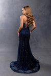 Load image into Gallery viewer, Wholesale Spaghetti Strap Deep V-Neck Fully Beaded Sequin Tulle Mermaid Evening Gown by LA8242