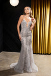 Load image into Gallery viewer, Wholesale Spaghetti Strap Deep V-Neck Fully Beaded Sequin Tulle Mermaid Evening Gown by LA8242