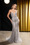 Load image into Gallery viewer, Wholesale Spaghetti Strap Deep V-Neck Fully Beaded Sequin Tulle Mermaid Evening Gown by LA8242